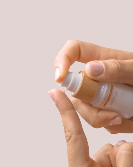 white and brown plastic bottle